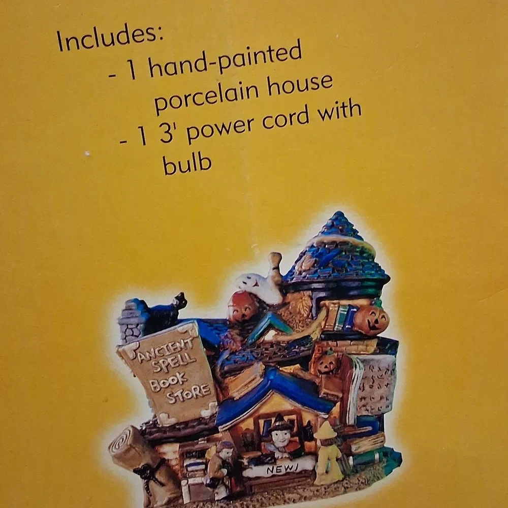 Vintage Spooky Hollow Porcelain House With Light Ancient Book Store 2002
